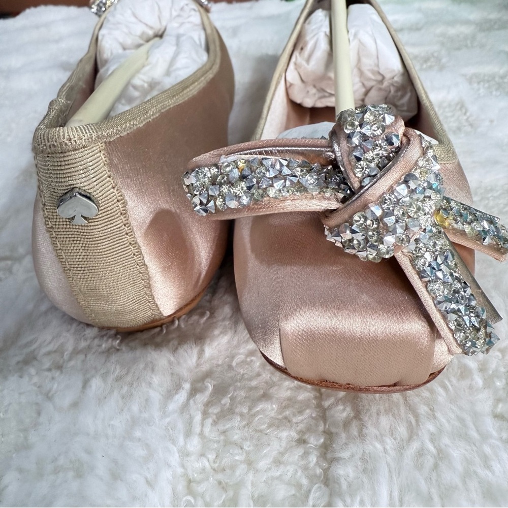 Kate spade - New Elegant Pink Ballet Flats with Rhinestone Bow. - Picture 2 of 10